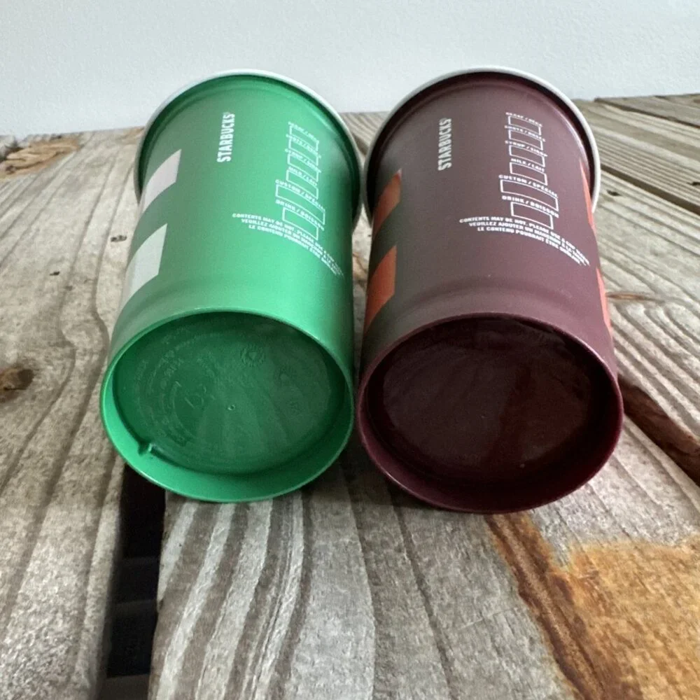 Lot of 2 Starbucks 16 ounce Reusable Coffee Cups Tetris‎ Geometric